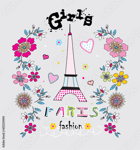 eiffel tower and lettering print pattern