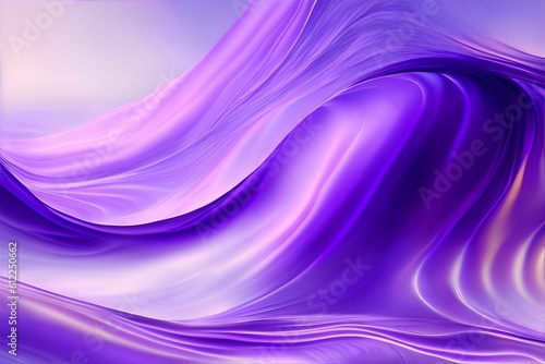 abstract waves background, Iridescent waves in violet. Generative AI