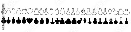 Magic potion icon vector set. alchemy illustration sign collection. Halloween symbol.