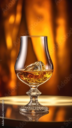 Beautiful Luxury Glas of Whisky Background for Product Presentation - Glas of Whisky Wallpaper created with Generative AI Technology