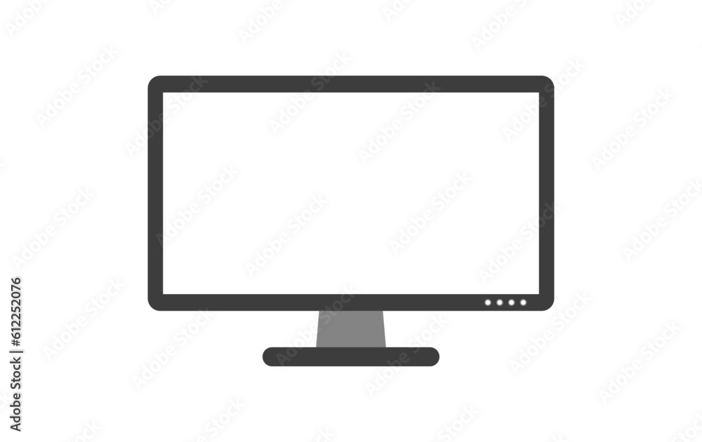Flat Monitor White Display Icon Isolated Vector Illustration Flat Monitor White Display Icon Isolated Vector Illustration