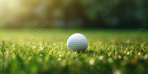 Golf ball on grass. Generative AI