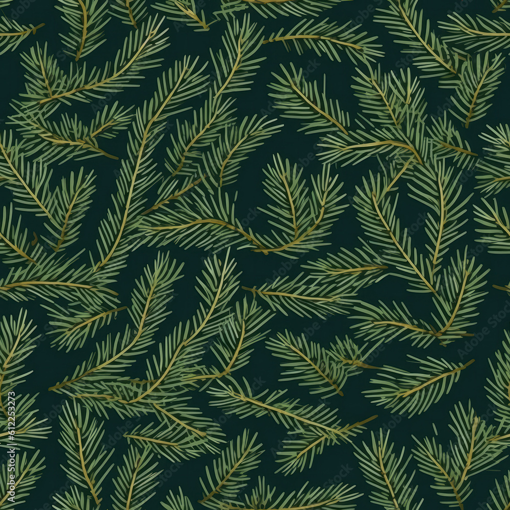 Spruce Twigs. Seamless Background. Generative AI