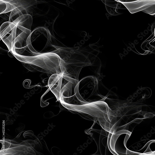 White Smoke On Black Background . Seamless Background. Generative AI