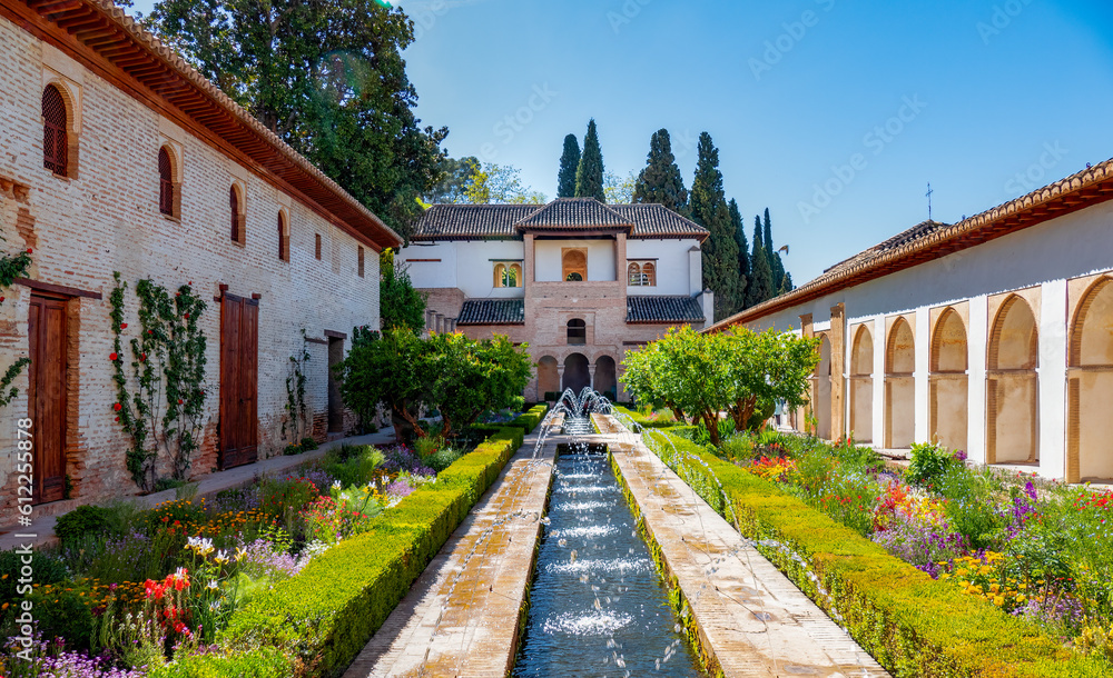 Jardins do Palácio de Generalife, complexo de Alhambra, Granada 