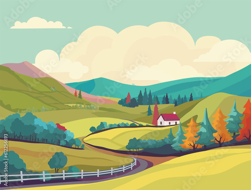 Landscape Fields Hills Farm...