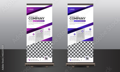 Roll Up Banner, Roll up banner design template, vertical, abstract background
