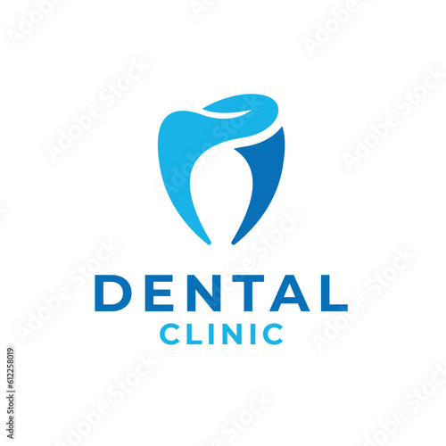 Creative dental clinic logo design illustration symbol icon