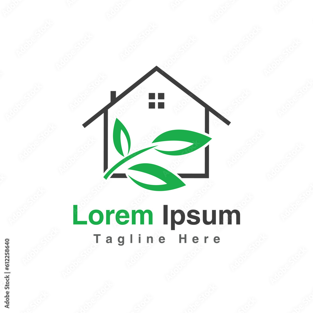 Home with leaf logo design vector template. Home with leaf logo design vector template.