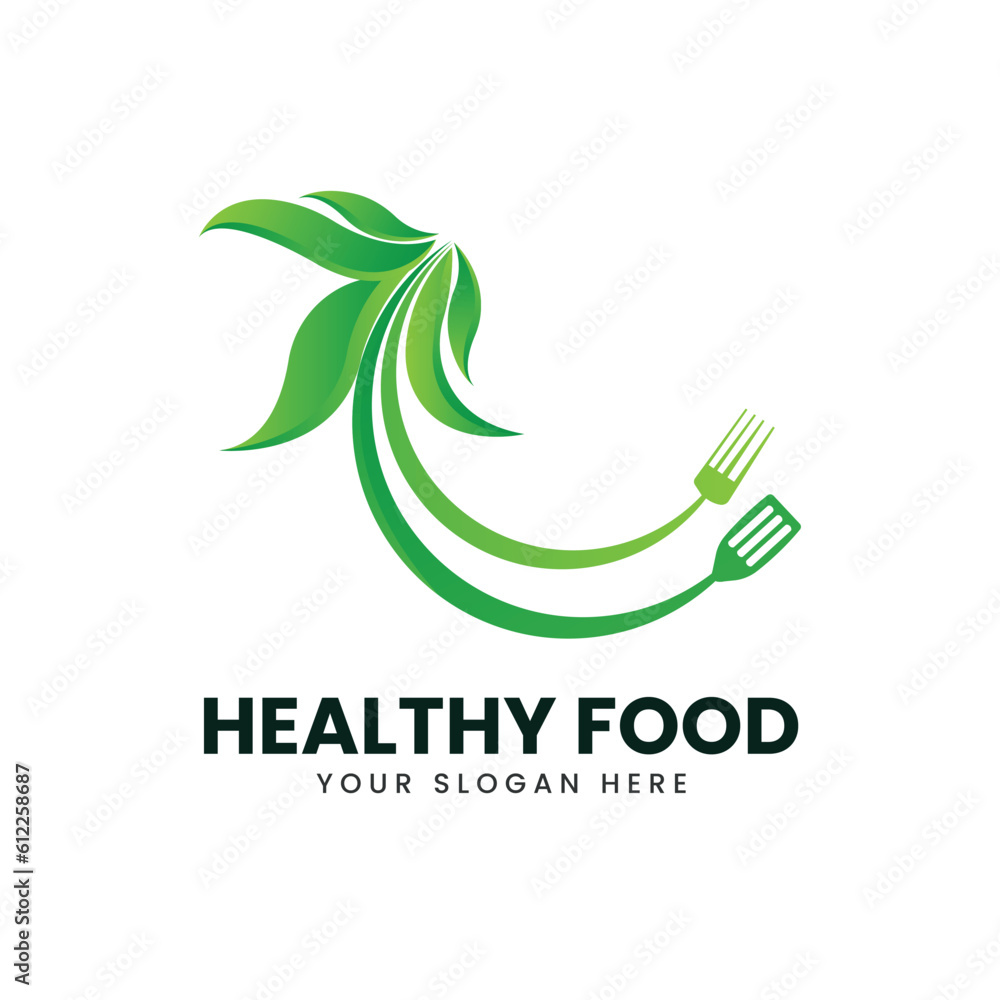 Healthy food logo template design vector illustration Healthy food logo template design vector illustration