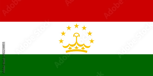 Tajikistan flag, official colors and proportion. Vector illustration. photo