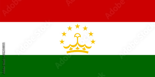 Tajikistan flag, official colors and proportion. Vector illustration.