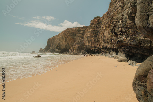 Tonel beach in Portugal, with cliff.