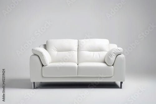 White leather sofa isolated on white background - ai generative