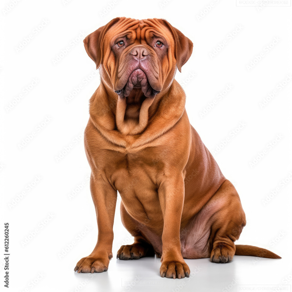 dogue de bordeaux dog isolated on a white background, ai generative dogue de bordeaux dog isolated on a white background, ai generative