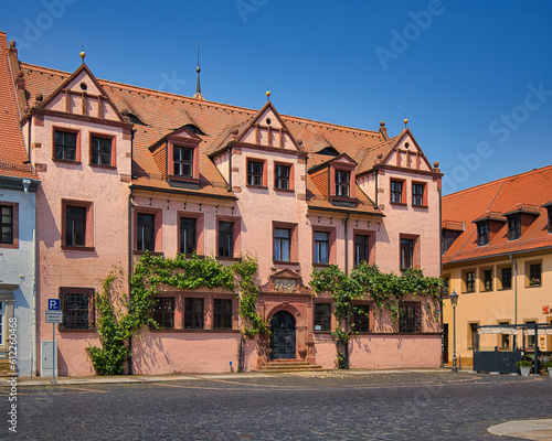 Marktplatz Altstadt Grimma  Standesamt  Stadt Grimma am Fluss Mulde  Sachsen  Deutschland 