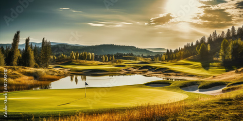 Golf course landscape. Generative AI
