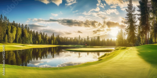 Golf course landscape. Generative AI