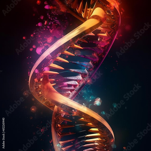 DNA strand, genetic therapy and treatment, biotechnology in mordern medicine, gene-based vaccination health care, generative AI