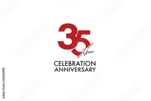 35th, 35 years, 35 year anniversary with red color isolated on white background, vector design for celebration vector