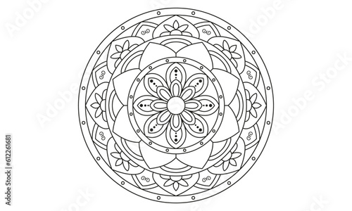 Vector hand-drawn doodle mandala, Circular pattern in the form of the mandala, Mehndi, tattoo, decoration. coloring pages for the book