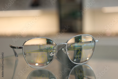 glasses on the table, eyeglasses progressive lenses 