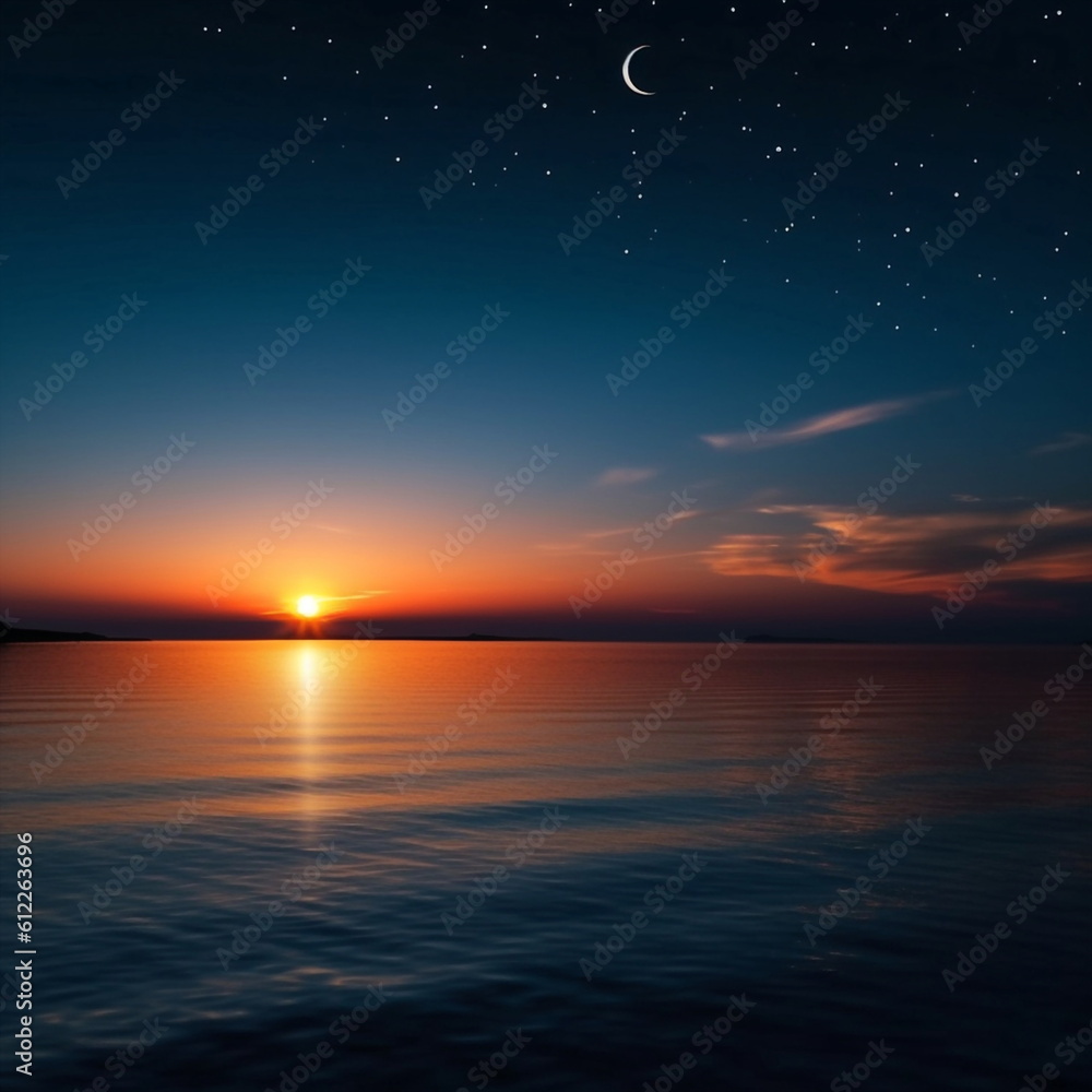Fototapeta premium sunset at sea ,evening sea sun light blurred light ,water splash,sunset on evening sea ,awve water splash ,generated ai