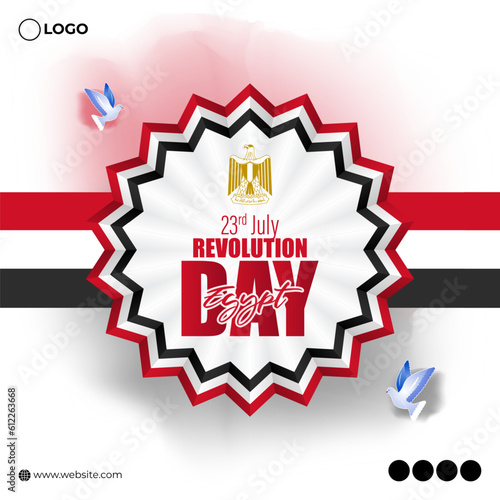 Vector illustration of Egypt Revolution Day 23 July social media story feed mockup template