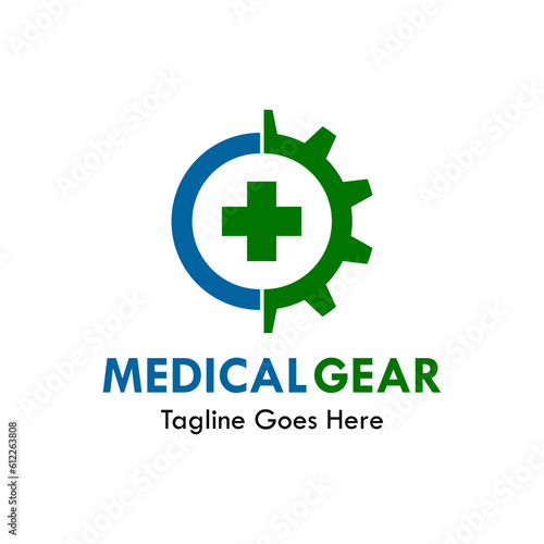 Medical gear design logo template illustration