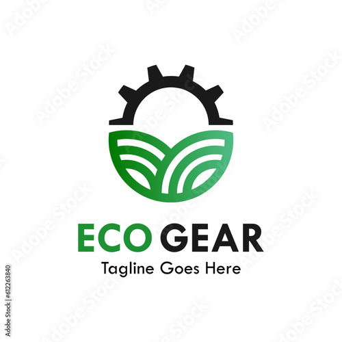 Eco gear design logo template illustration