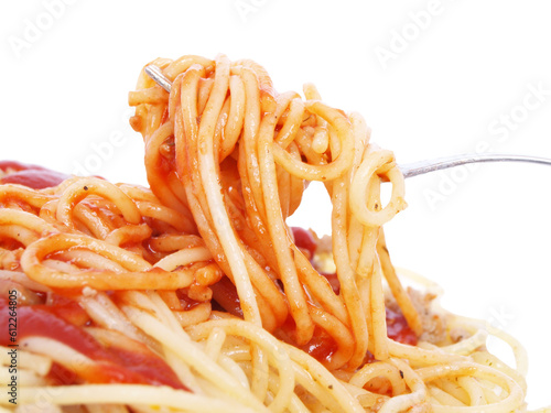 Spaghetti with tomato sauce isolated