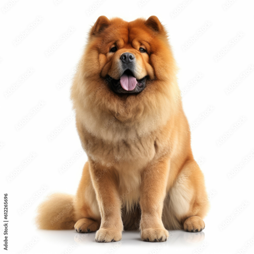 chow chow dog isolated on a white background, ai generative.