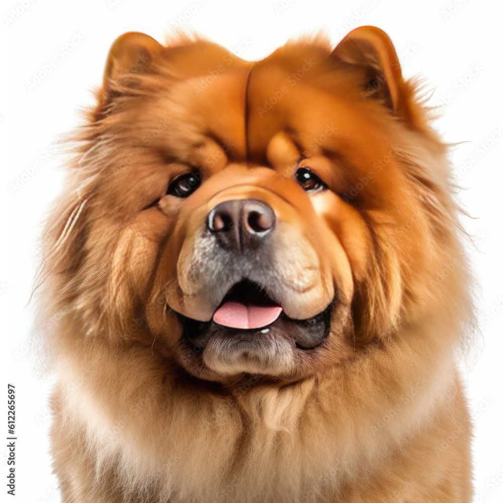 chow chow dog isolated on a white background, ai generative.