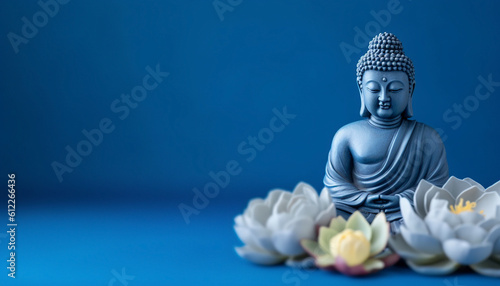 buddhism background with buddha and lotus