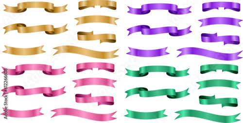 Set of decorative ribbons of different colors. Ribbon banners for the design