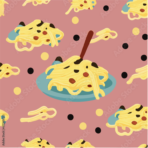 cute simple carbonara pattern, cartoon, minimal, decorate blankets, carpets, for kids, theme print design
