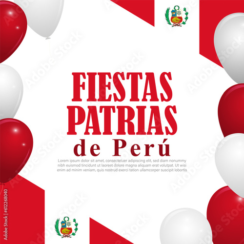 Vector illustration of Happy Peruvian National Holidays social media story feed mockup template