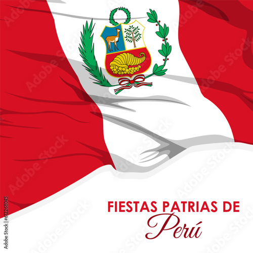 Vector illustration of Happy Peruvian National Holidays social media story feed mockup template