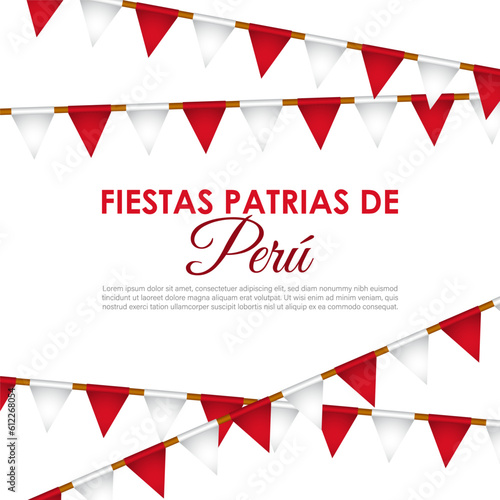 Vector illustration of Happy Peruvian National Holidays social media story feed mockup template