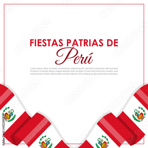 Vector illustration of Happy Peruvian National Holidays social media story feed mockup template