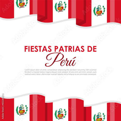 Vector illustration of Happy Peruvian National Holidays social media story feed mockup template