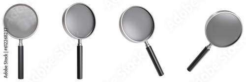 magnifying  glass for science 3d object set 