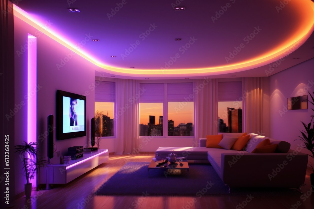 Modern living room colors lights. Generate Ai Modern living room colors lights. Generate Ai