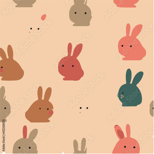 cute simple rabbit pattern, cartoon, minimal, decorate blankets, carpets, for kids, theme print design 