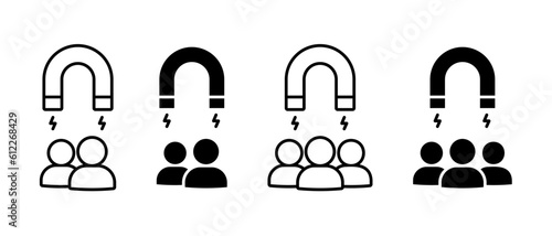 Retention employee people vector icon set. Customer retention symbol. Magnet acquisition potential client sign