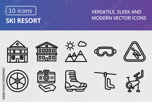 Vector Ski Resort Icon Set
