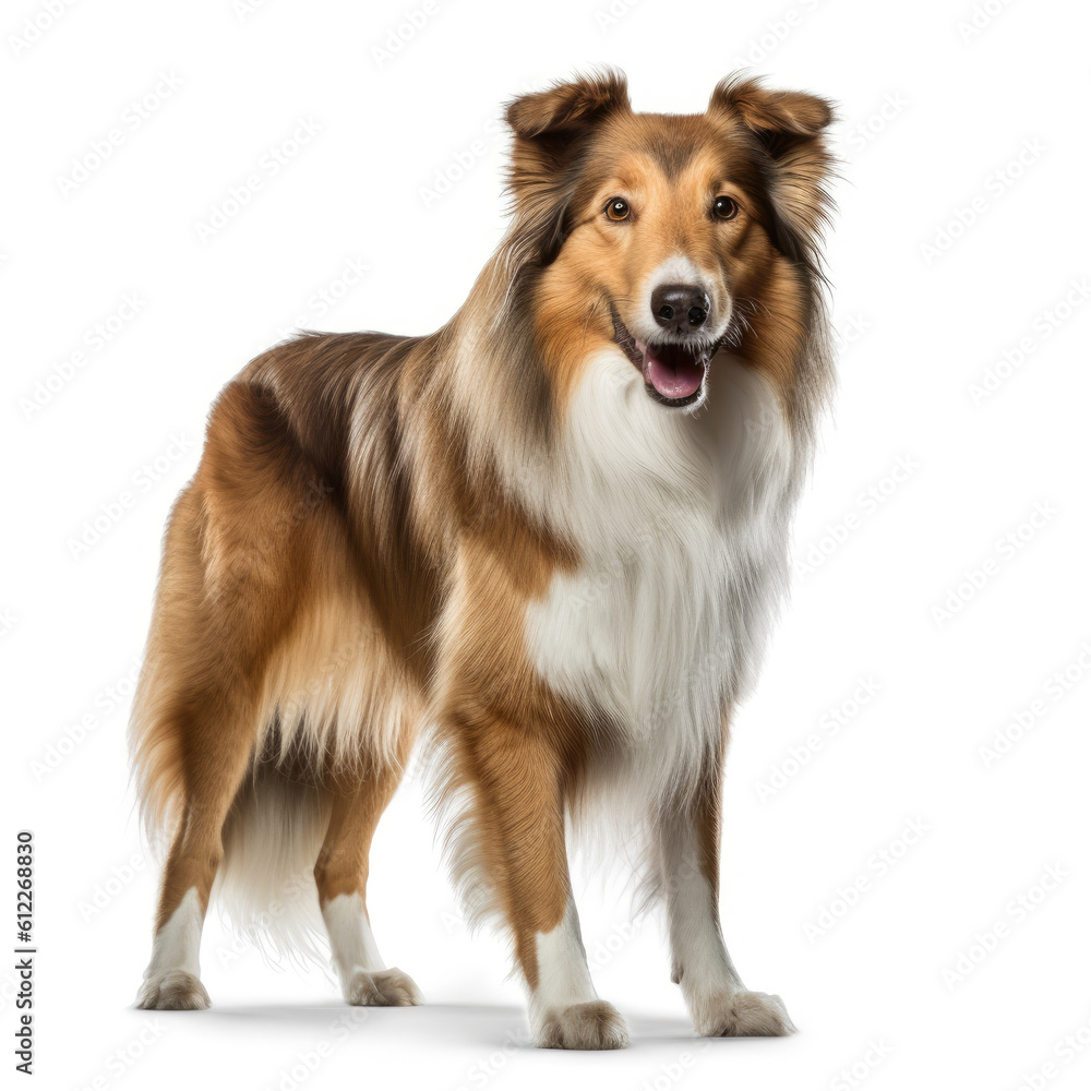 collie dog isolated on a white background, ai generative