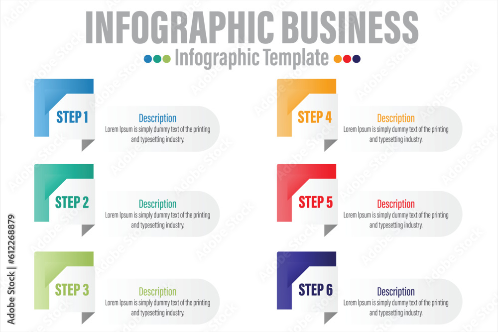 Infographics number options template with steps, with 6 Steps, Six 6 option 6 label. Can be used for workflow layout, diagram, business step options, banner, web design Infographics number options template with steps, with 6 Steps, Six 6 option 6 label. Can be used for workflow layout, diagram, business step options, banner, web design