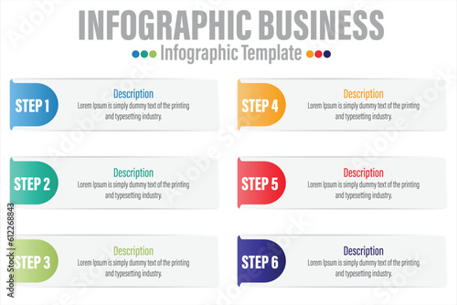 6 Steps, six 6 option Paper note shape elements with steps,road map,options,milestone,timeline,processes or workflow.Business data visualization.Creative step infographic template for presentation.