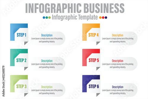Infographics number options template with steps, with 6 Steps, Six 6 option 6 label. Can be used for workflow layout, diagram, business step options, banner, web design